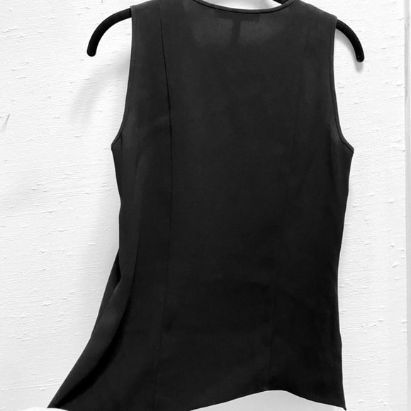 Black Asymmetrical Long V-Neck Top - Picture 3 of 7
